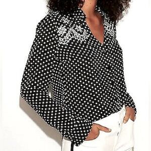 Express Portofino Slim Fit Polka Dot Shirt w/Embroidery M